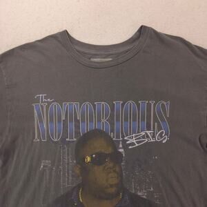 Biggie Notorious BIG Rap Short Sleeve Crew Neck Shirt Mens Size Medium M Gray
